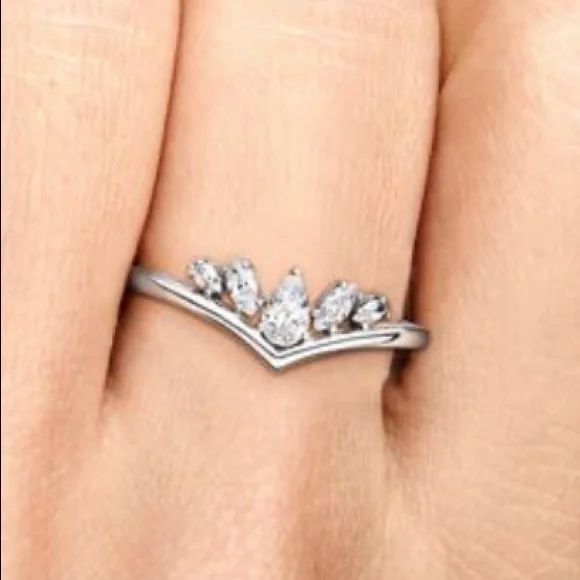 Sparkling pear & best sale marquise wishbone ring